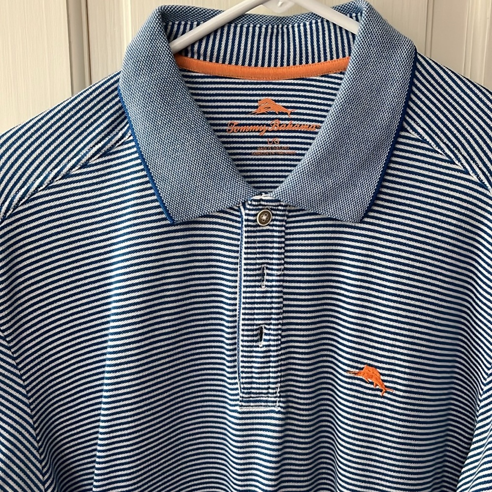 Tommy Bahama Polo Blue White Like New Size Large